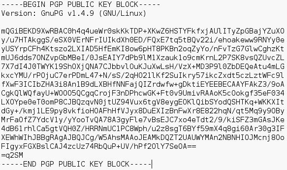 gpg key in text form